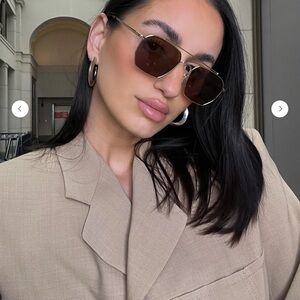 VEHLA Gold Metal Frame Sunglasses with Brown Lenses